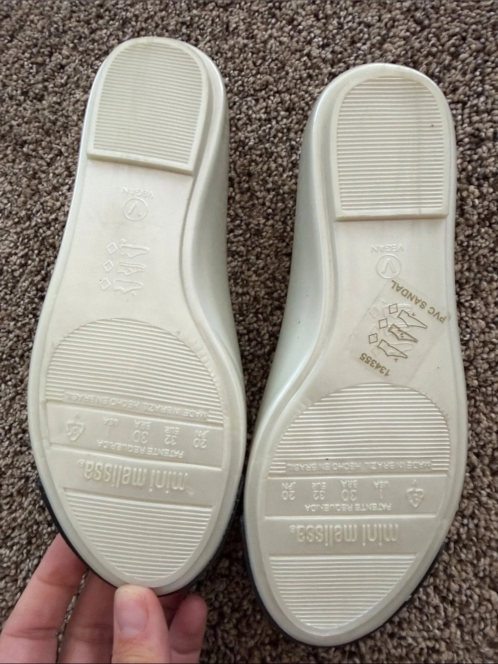 Mini Melissa Ivory Ballet Flats with Black Cap Toe and Bow
